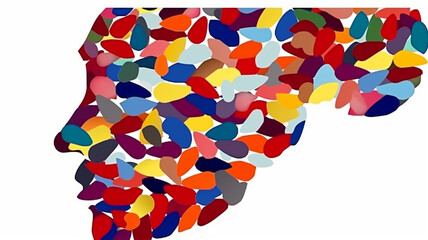 Colorful pieces of endless ideas about creative mind, AI generative illustraion