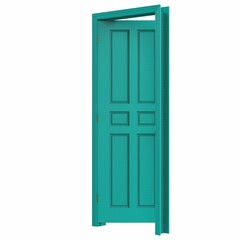 open light blue isolated door closed 3d illustration rendering