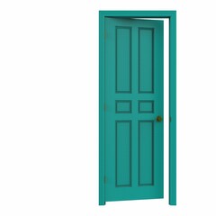 open isolated door closed 3d illustration rendering