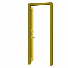 open yellow isolated door closed 3d illustration rendering