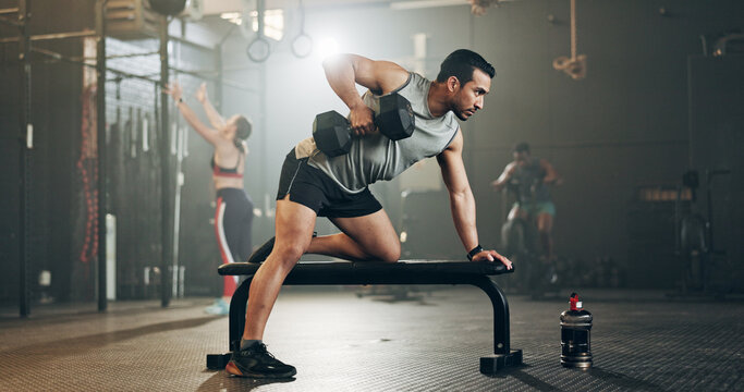 Fitness, friends and face in gym with confidence, workout and exercise class. Diversity, young people and wellness portrait of serious athlete with coach ready for training and sport at a health club
