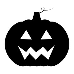 Halloween, pumpkin black silhouette isolated, jack lantern