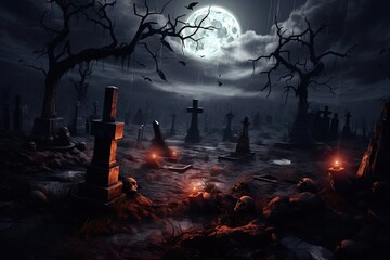 scary halloween graveyard