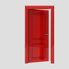 red wooden interior door illustration set different open closed isolated white background