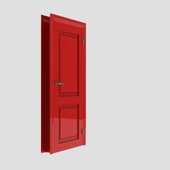 red wooden interior door illustration set different open closed isolated white background