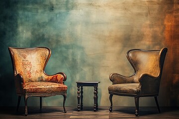 two chair in the room - obrazy, fototapety, plakaty