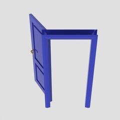 blue wooden interior door illustration set different open closed isolated white background