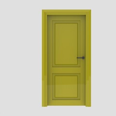 yellow wooden interior door illustration set different open closed isolated white background