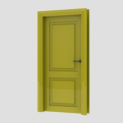 yellow wooden interior door illustration set different open closed isolated white background