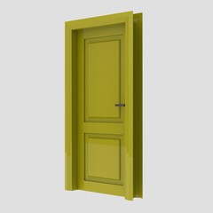 yellow wooden interior door illustration set different open closed isolated white background