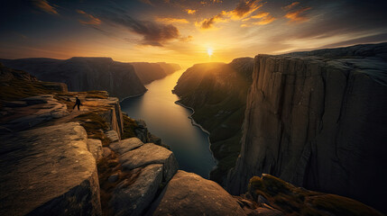 The Majestic Pulpit Rock: A Wide-Angle Glimpse of Norway's Arid Beauty