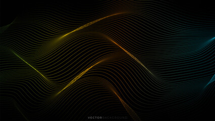 Abstract wavy background digital technology futuristic vector line design