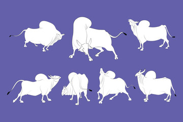 Vector bull poses, Spain bull fight, white bull pose,
Enjoying bull, Vector Anatomy pose