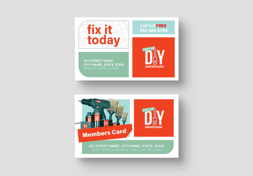 DIY Tools Store Quality Tools Business Card Layout