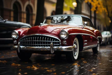 Foto op Canvas  Timeless vintage car with a polished chrome grille, Generative AI © Shooting Star Std