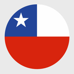 Vector illustration of flat round shaped of Chile flag. Official national flag in button icon shaped.