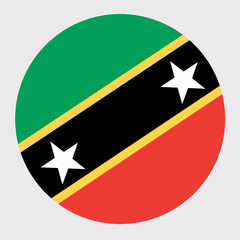 Vector illustration of flat round shaped of Saint Kitts and Nevis flag. Official national flag in button icon shaped.