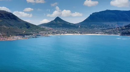 Photo sur Plexiglas Montagne de la Table cape town, table mountain, aerial view of the city from the ocean