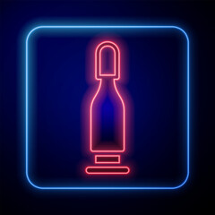 Glowing neon Bullet icon isolated on black background. Vector
