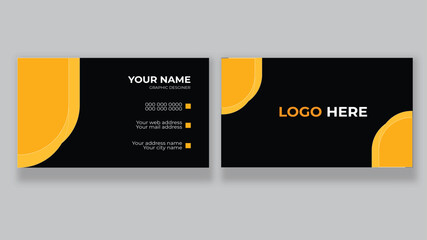 simple clean template vector design.black and yellow corporate business card.