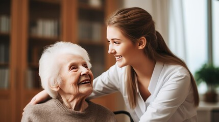 Obraz na płótnie Canvas Compassionate Nurse Caring for the Elderly