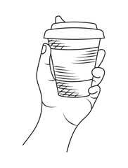 eco coffee cup draw in hand