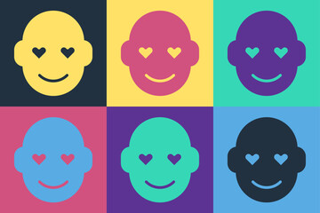 Pop art Romantic man icon isolated on color background. Happy Valentines day. Vector