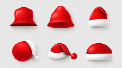 A cheery Santa hat in red and white against a solid backdrop. Generative ai.