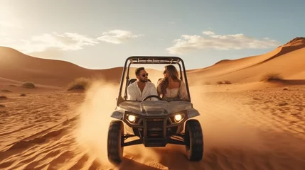 Keuken spatwand met foto Man and woman driving in a buggy through the desert. © visoot