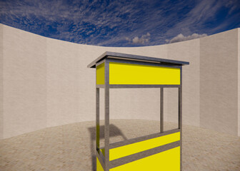 3D model of yellow booth