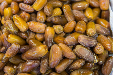 Closeup of bunch of palm dates