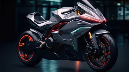 Photo sur Plexiglas Moto Racing motorbike on dark background.