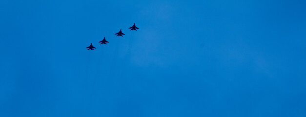 Guardians of the Sky: Formation Flight of Military Aircraft