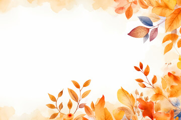 Simple aesthetic autumn inspired autumn watercolor background with leaves and nature elements.