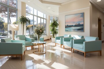Modern and welcoming dental office reception area, Generative AI
