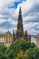 Fototapeta na wymiar Monument to Walter Scott in the monumental city centre of Edinburgh, Scotland.