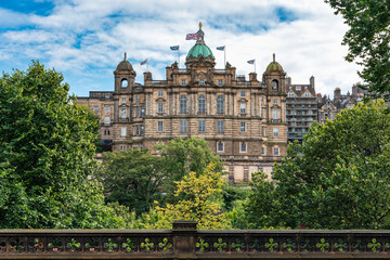 Monumental buildings in the historic center of Edinburgh, Scotland, UK