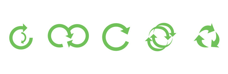 Vector design of a set of recycling icons isolated on a white background