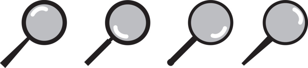 Vector design of a set of magnifiers isolated on a white background