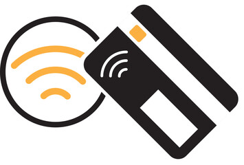 Vector design of an NFC wireless payment sign isolated on a white background