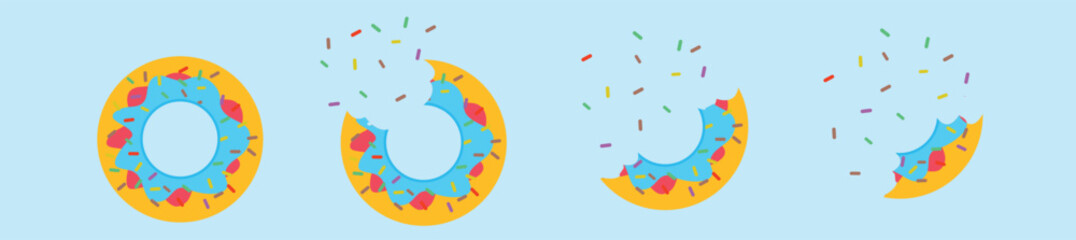 Vector design of a set of donut icons isolated ona. blue background