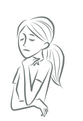 考える　悩む　女性