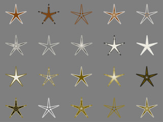 gold star, bronze star, silver star, stars set