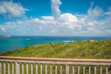 Beautiful view of the ocean in Antigua and Barbuda on a sunny day