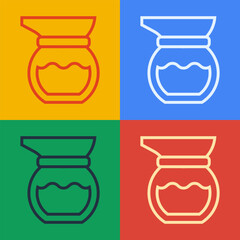 Pop art line Teapot icon isolated on color background. Vector