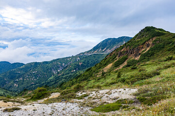 Fototapeta na wymiar Enjoy spectacular views from Shibu Pass in Shiga Kogen.