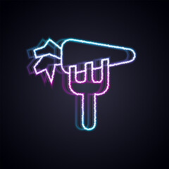 Glowing neon line Carrot icon isolated on black background. Vector