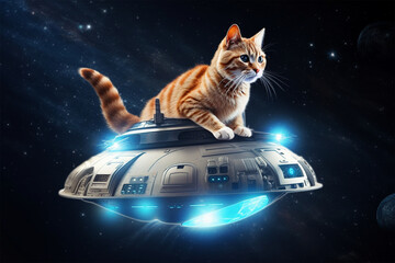 cat in spaceship