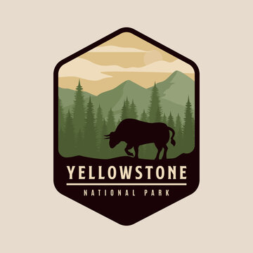 yellowstone national park logo vintage icon and symbol vector illustration design.