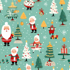 Christmas is here! Varied Pattern Cartoon Illustration. Generative AI illustration.